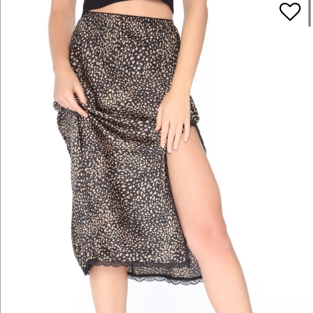 Fashion Nova Sarah Satin Slip Skirt in Brown